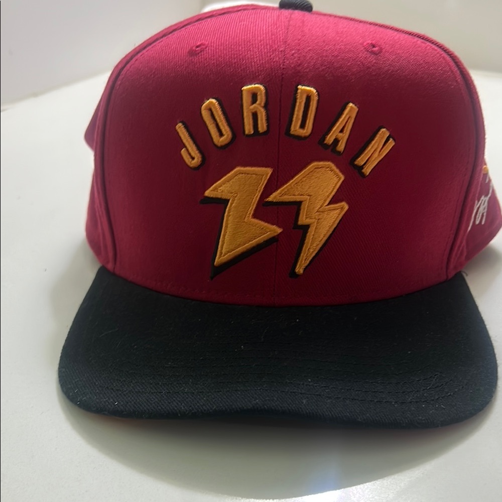 Jordan Red and Black Hat with Gold Accents